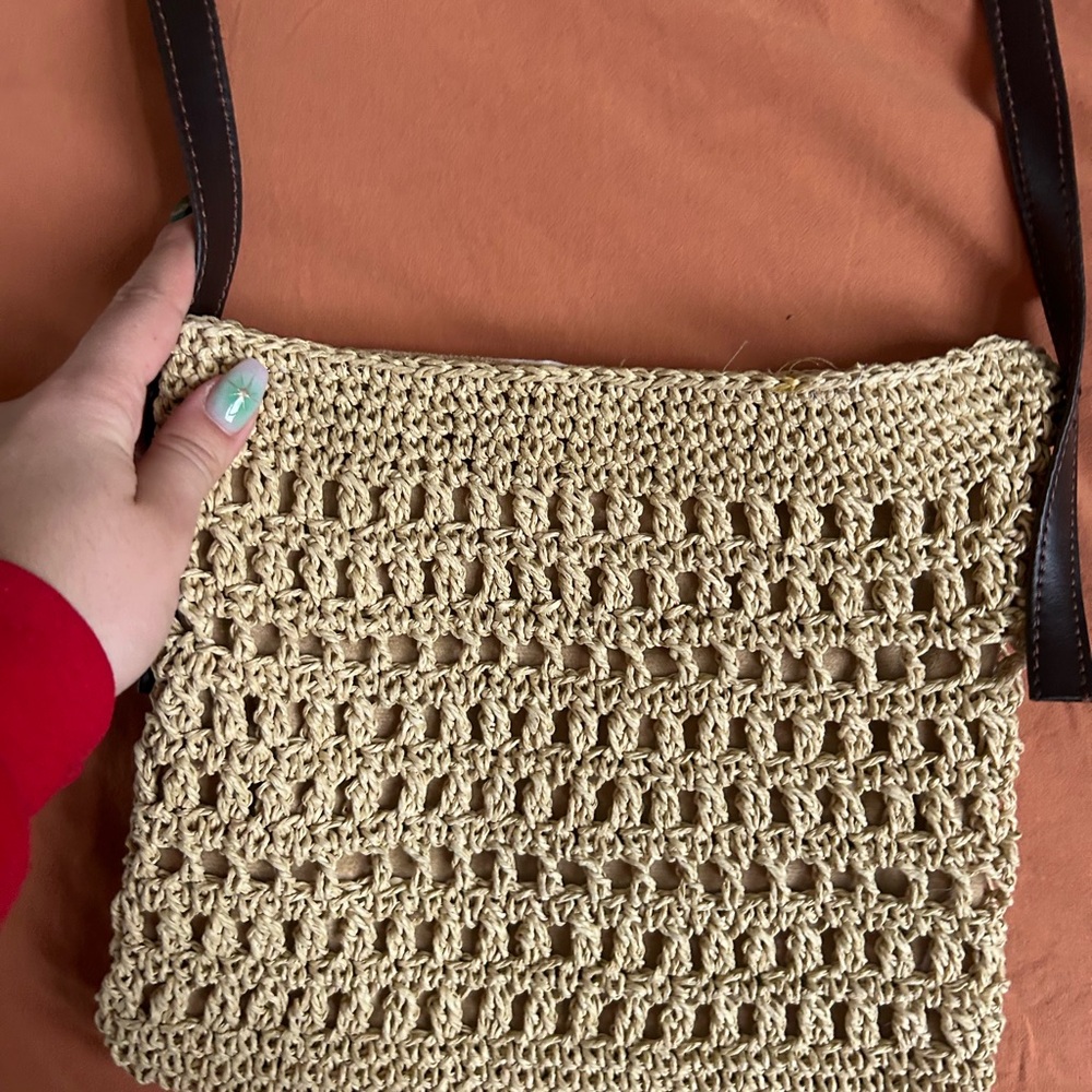 Handcrafted Beige Crochet Shoulder Bag